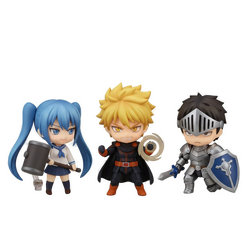 Φωτορεαλιστικές φιγούρες Nendoroid σε δυναμικές στάσεις, αντικριστά σαν να ξεκινούν μάχη, σε διαφανές φόντο