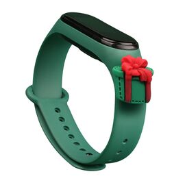 Strap Xmas Wristband for Xiaomi Mi Band 6 / Mi Band 5 Christmas Silicone Strap Bracelet Dark Green (Gift) |  Techbox