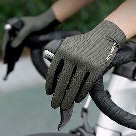 Rockbros Breathable Full Finger Cycling Gloves, Size: L - Gray | Techbox