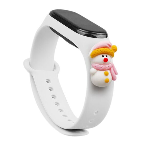 Strap Xmas for Xiaomi Mi Band 3 / 4 Christmas Silicone Strap Bracelet with Snowman - White | Techbox